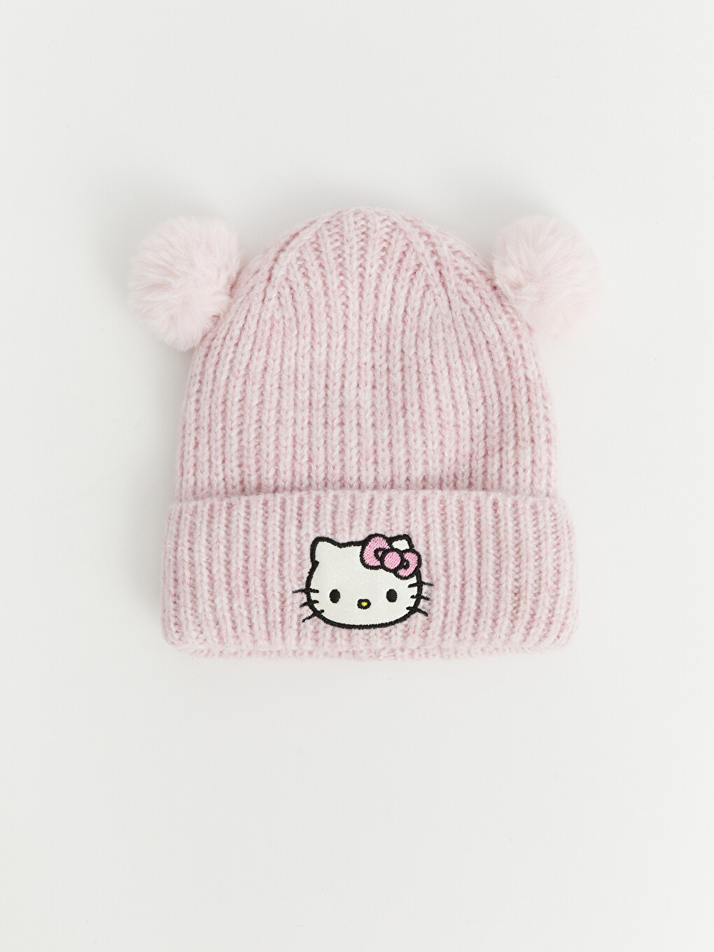 Bonnet En Tricot À Pompon Hello Kitty Brodé Pour Bébé Fille