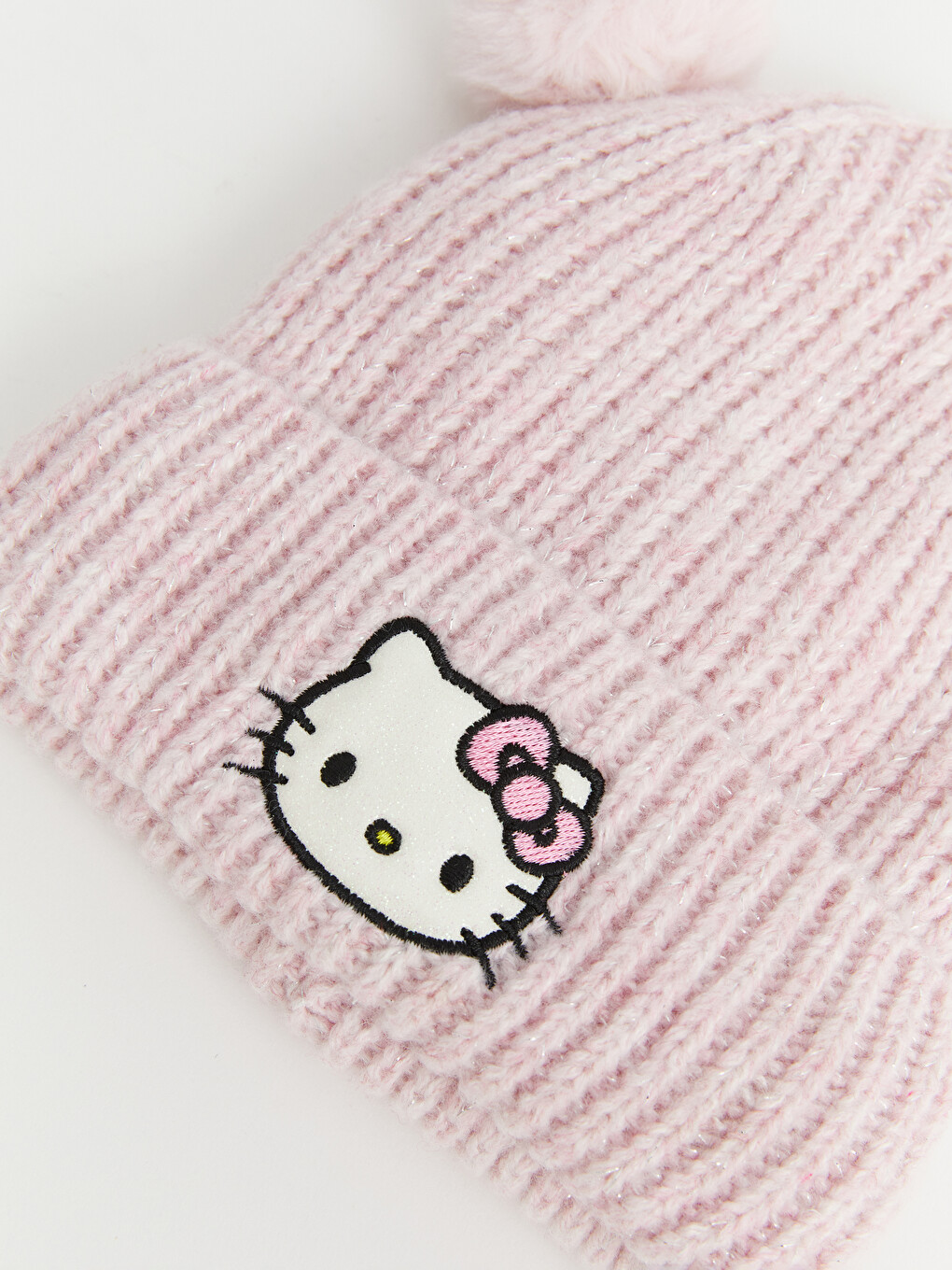 Bonnet En Tricot À Pompon Hello Kitty Brodé Pour Bébé Fille-1