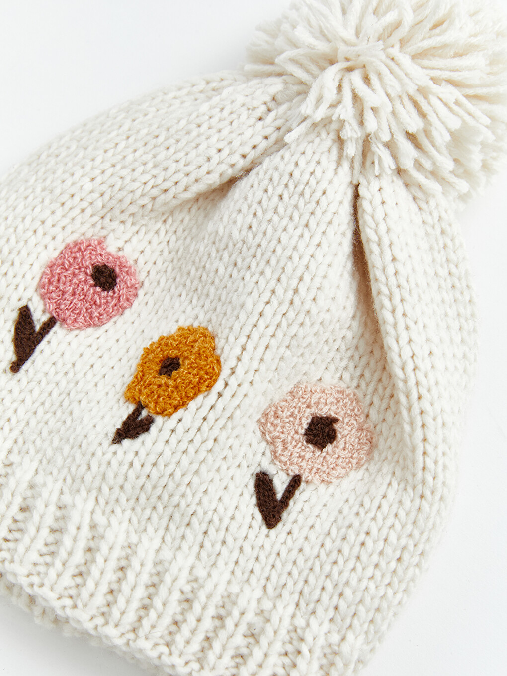 Pompon Detailed Baby Girls' Beanie-1