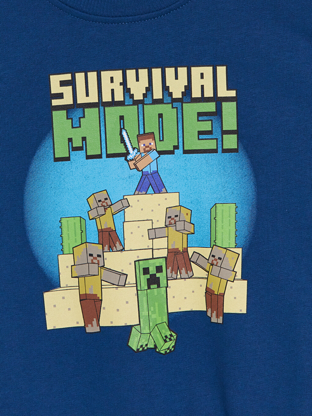 Petrol Minecraft Baskılı Erkek Çocuk Sweatshirt-1