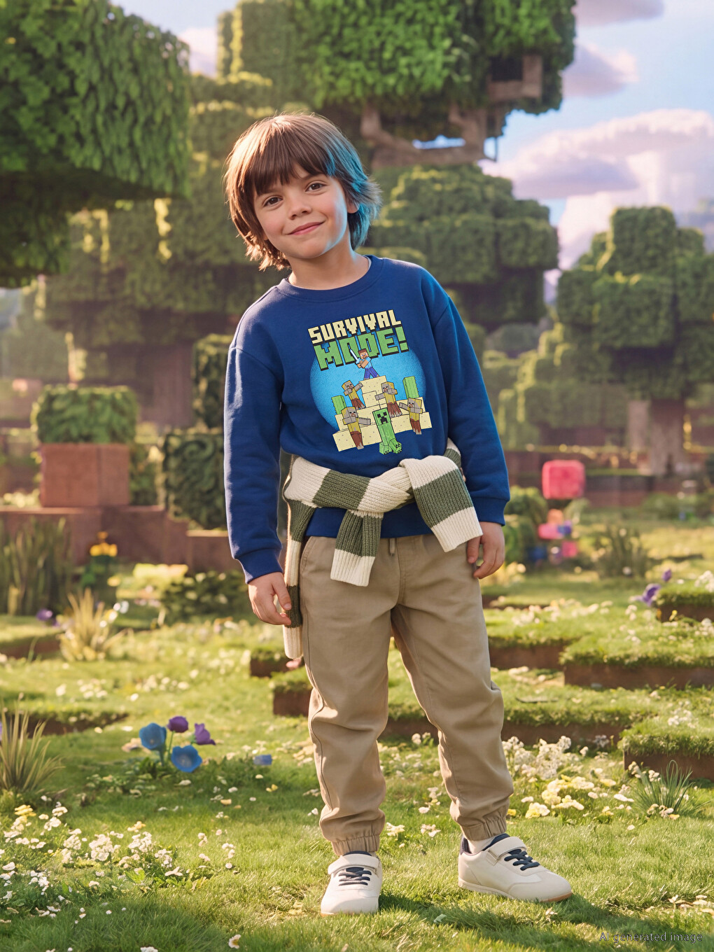 Minecraft Printed Boys' Sweatshirt-1