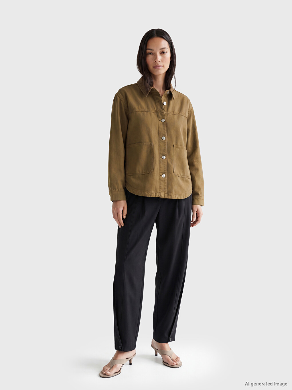 Woman Green Denim Jacket-1