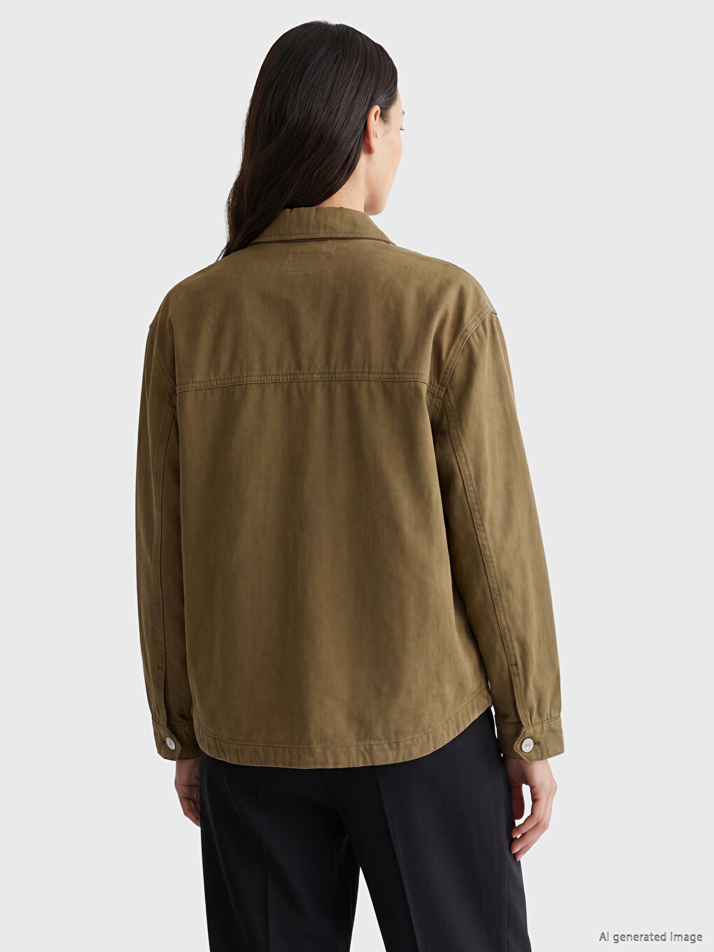 Woman Green Denim Jacket-2