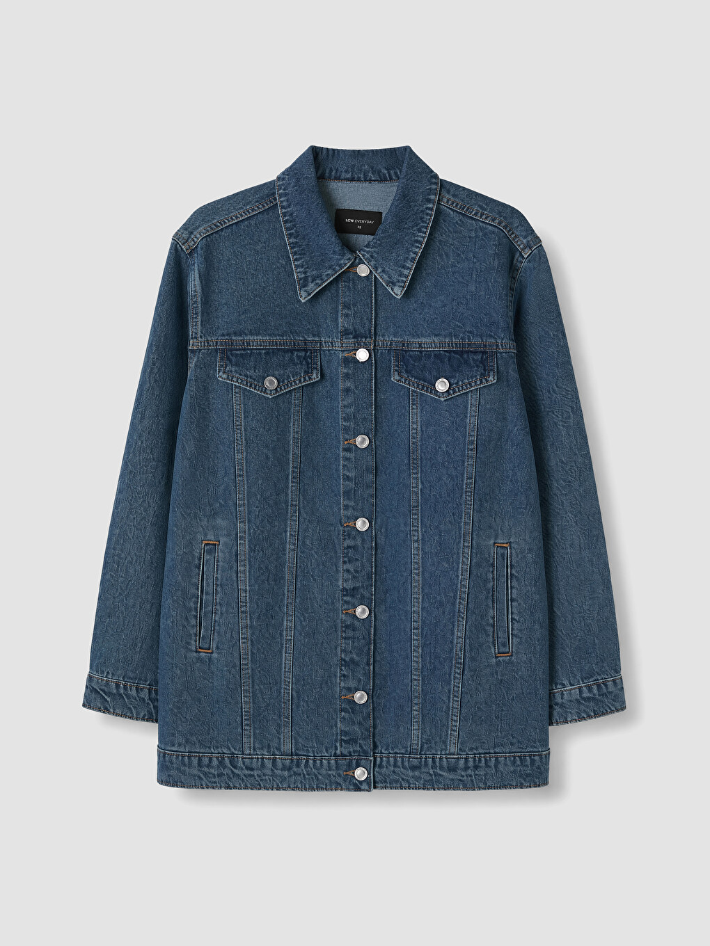 Mavi Gömlek Yaka Oversize Kadın Jean Ceket