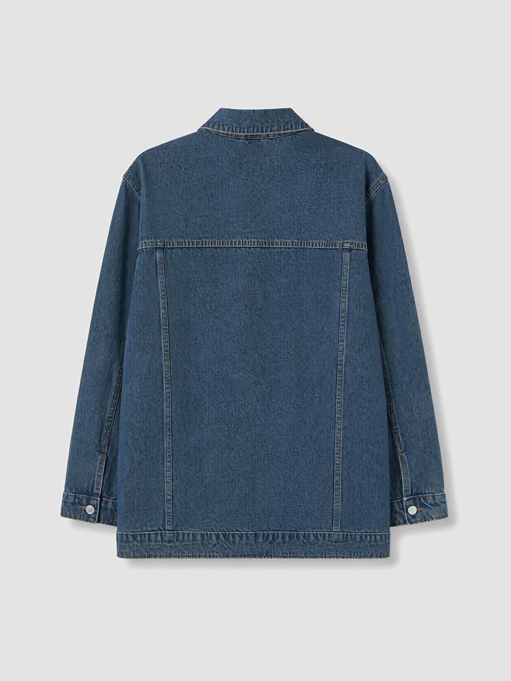 Mavi Gömlek Yaka Oversize Kadın Jean Ceket-2