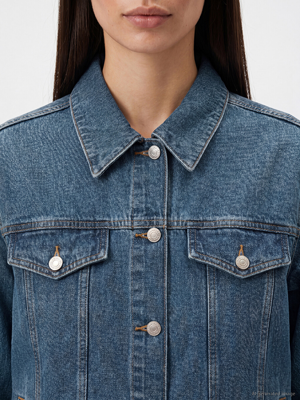 Mavi Gömlek Yaka Oversize Kadın Jean Ceket-2