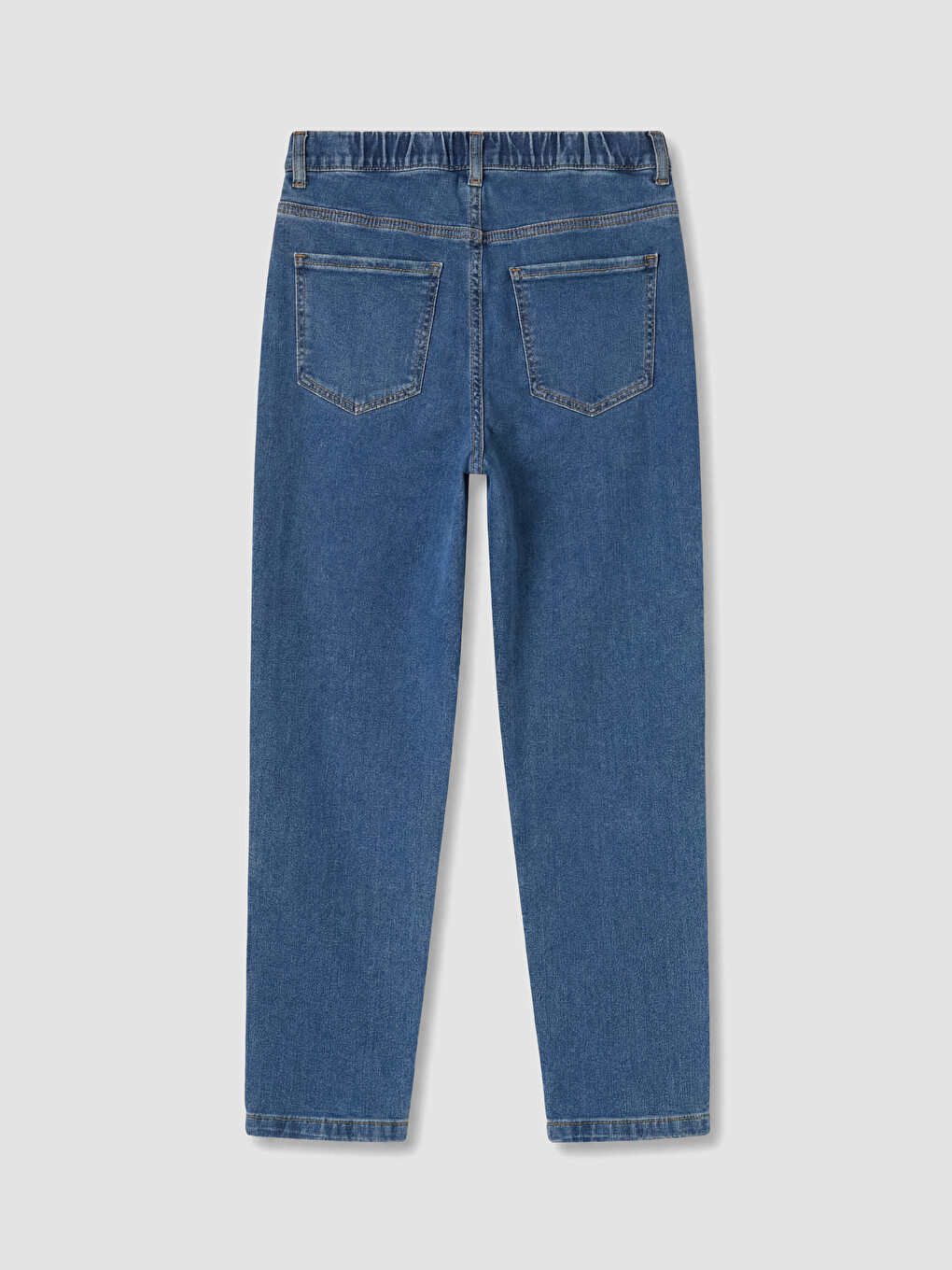 İndigo Yüksek Bel Slim Mom Kadın Jean Pantolon-6