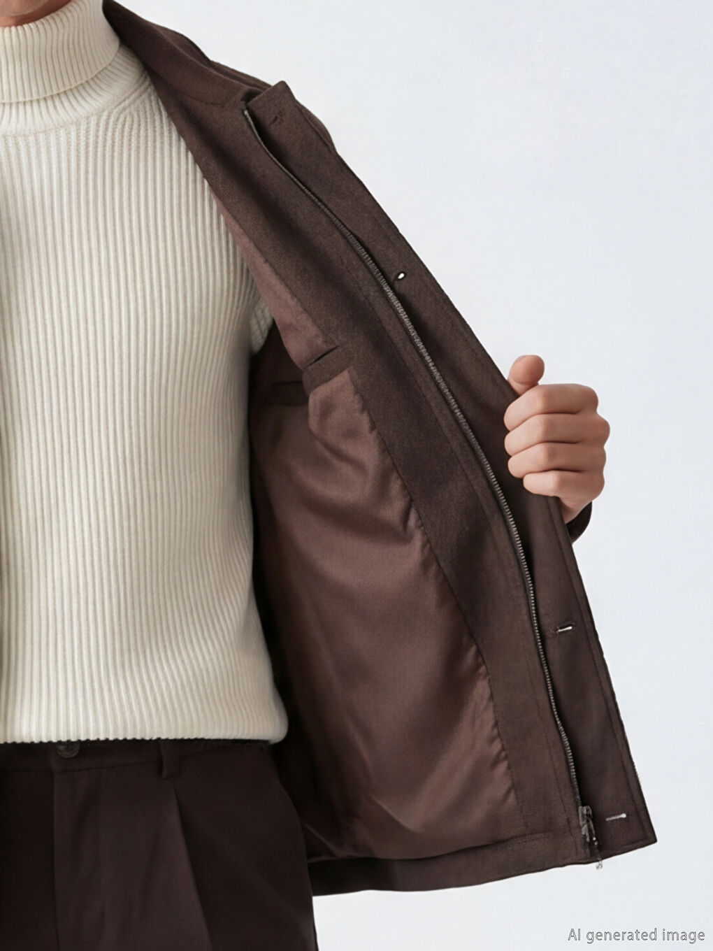 Bej Gömlek Yaka Erkek Kaşe Mont-2