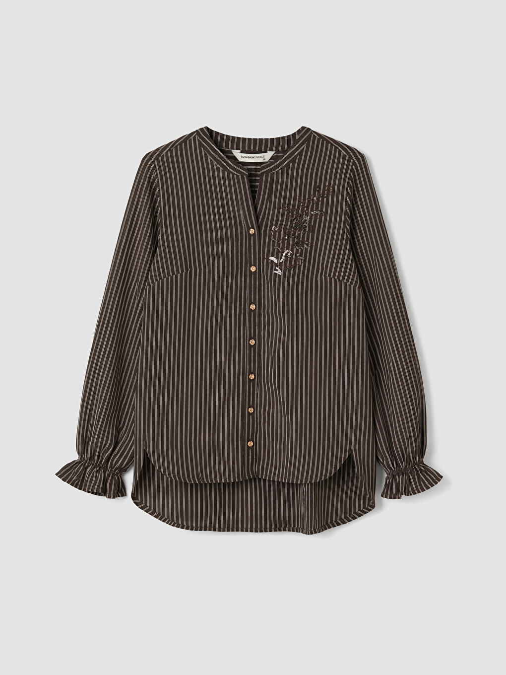 Notch Neck Striped Blouse-4