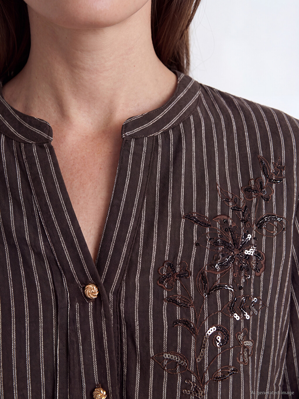 Notch Neck Striped Blouse-2