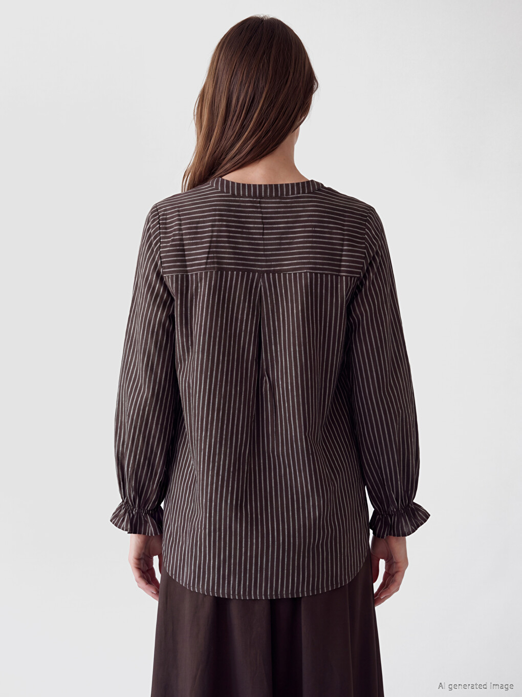 Notch Neck Striped Blouse-3