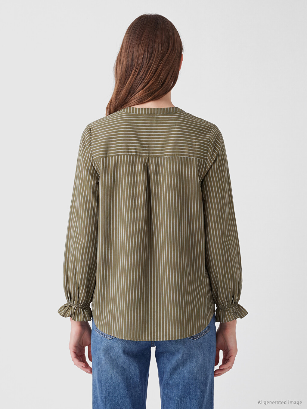 Notch Neck Striped Blouse-3