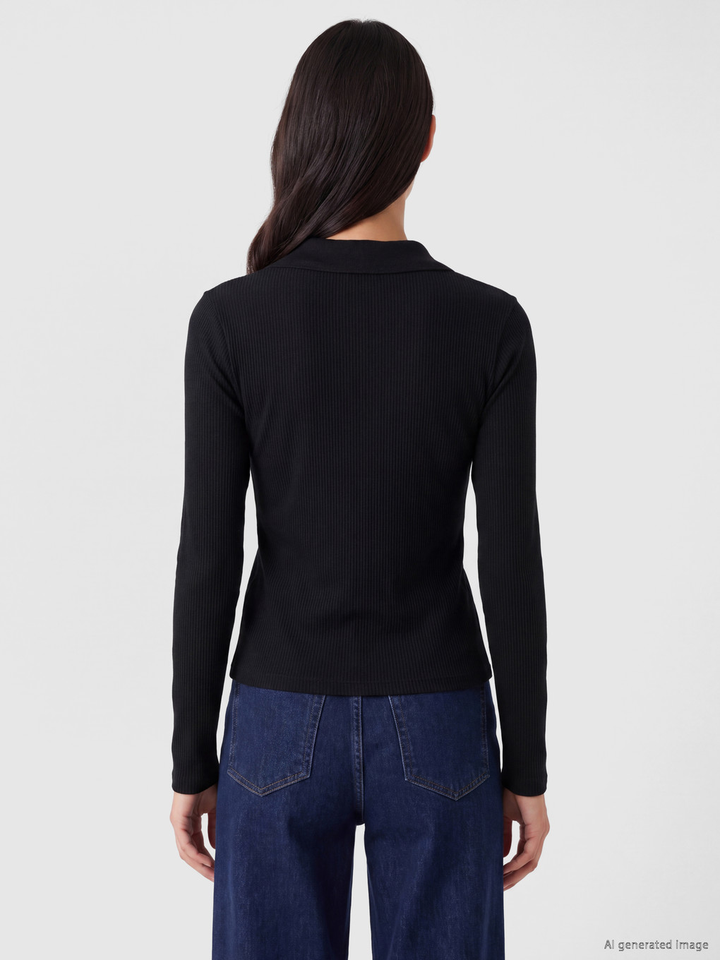 Siyah Polo Yaka Kadın Body-3