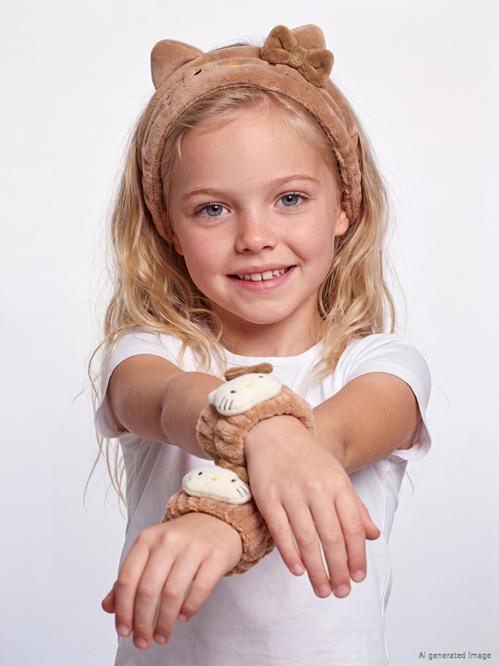 Hello Kitty Printed Girls' Hairband And Bracelet Set
