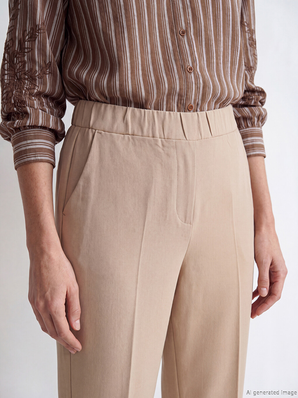 Elastic Waist Women's Trousers-2