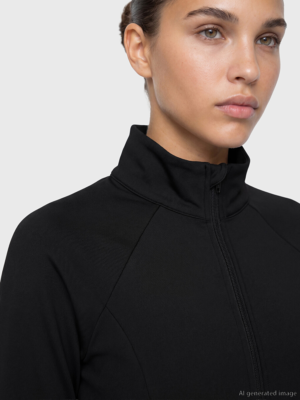 Mock Neck Women's Zip-up Sweatshirt-2