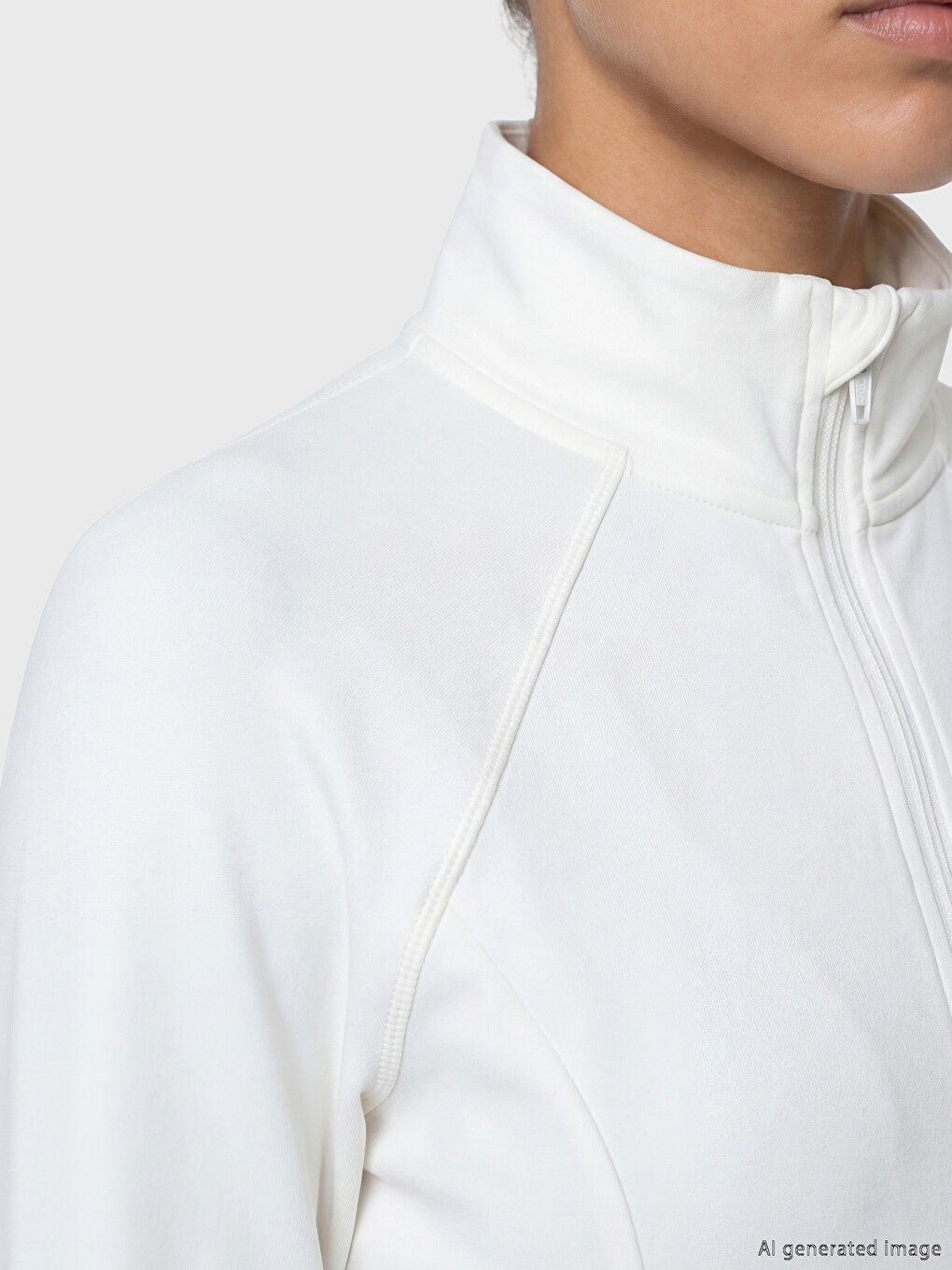 Mock Neck Women's Zip-up Sweatshirt-2
