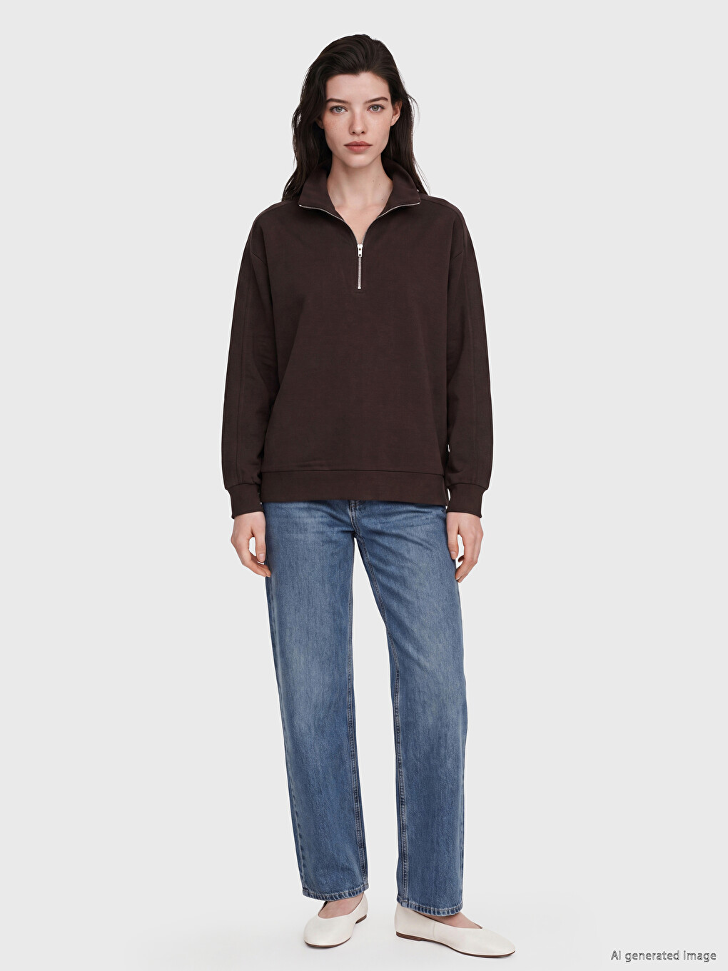 Mock Neck Women's Sweatshirt-1
