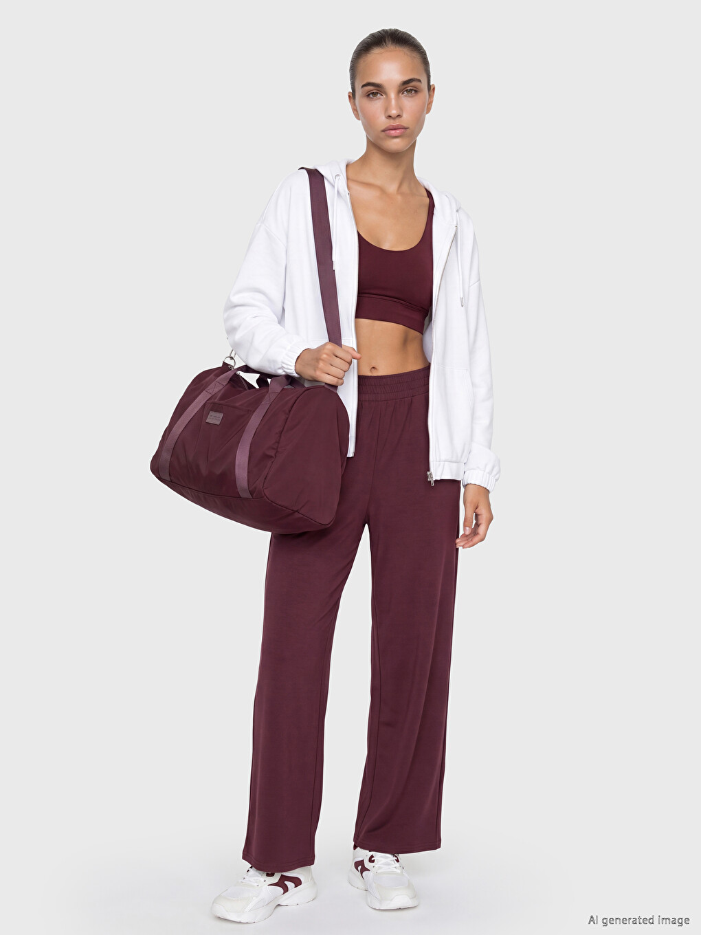 Woman White Zip-up Sweatshirt-1