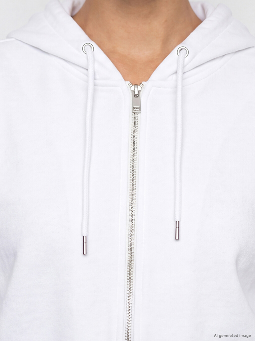 Woman White Zip-up Sweatshirt-2