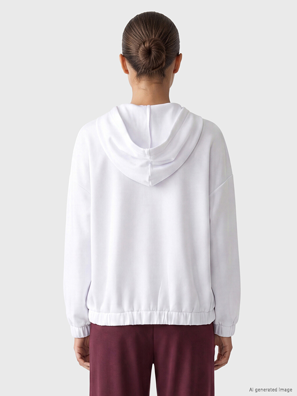 Woman White Zip-up Sweatshirt-3