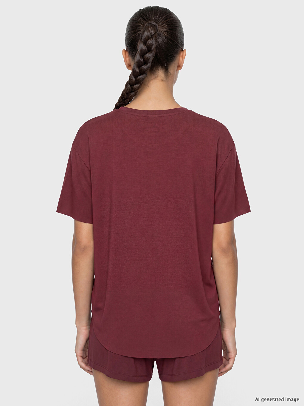 Modal Karışımlı Oversize Kadın Spor Tişört-3