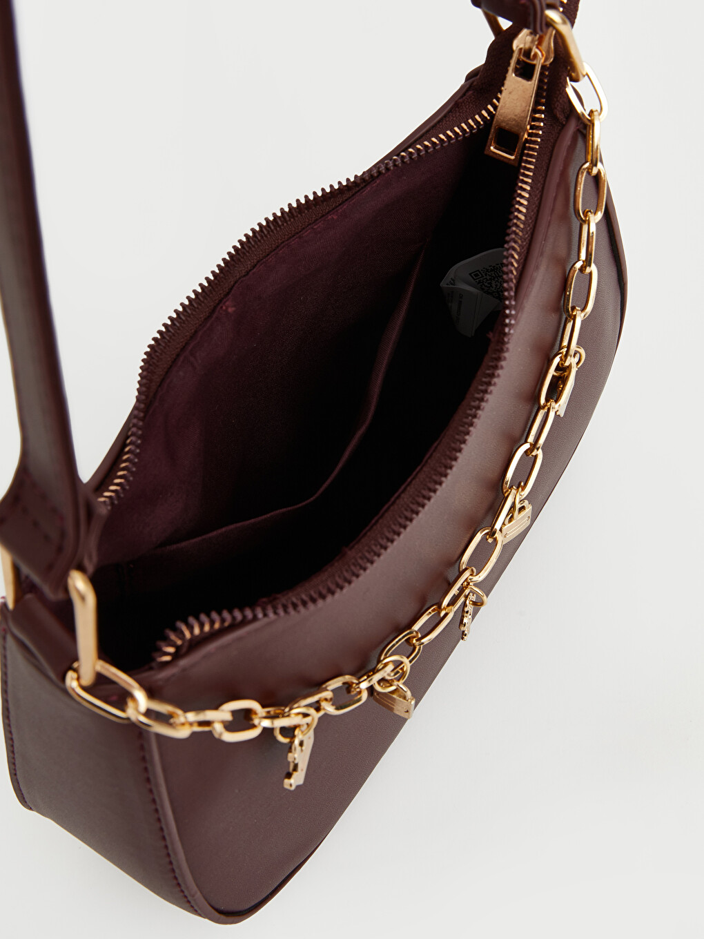 Faux Leather Chain Detailed Women's Shoulder Bag-2