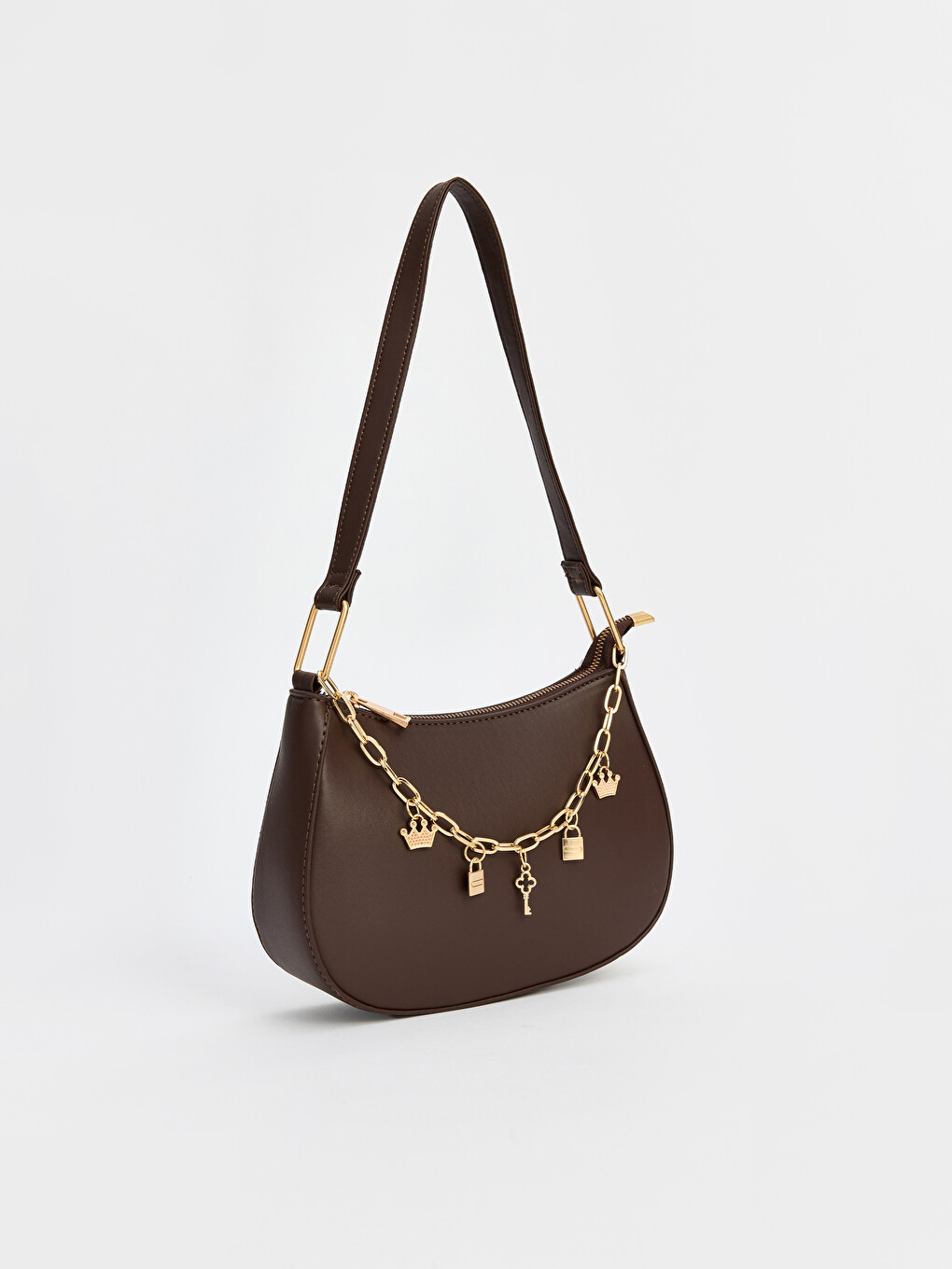 Faux Leather Chain Detailed Women's Shoulder Bag