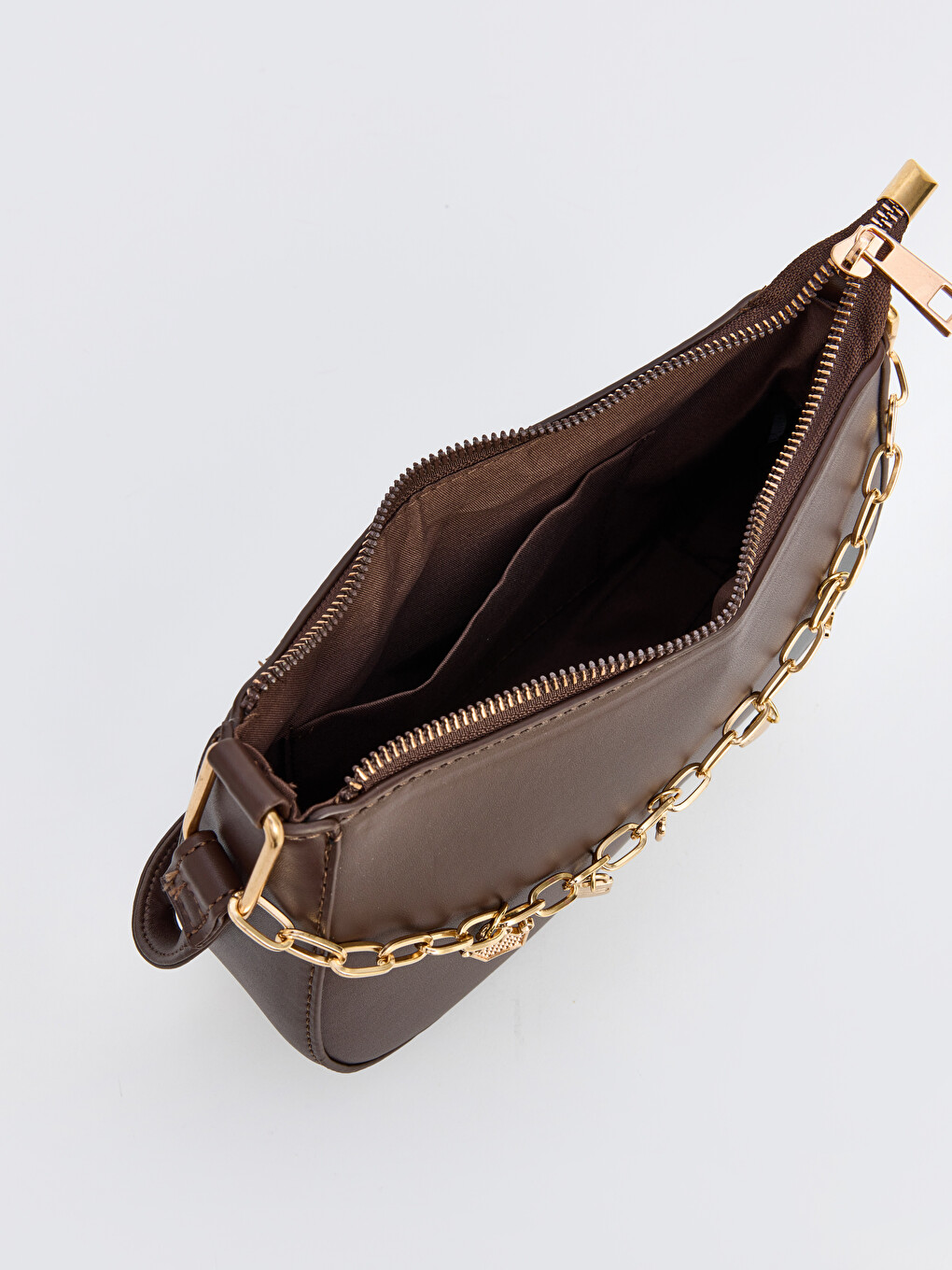 Faux Leather Chain Detailed Women's Shoulder Bag-2