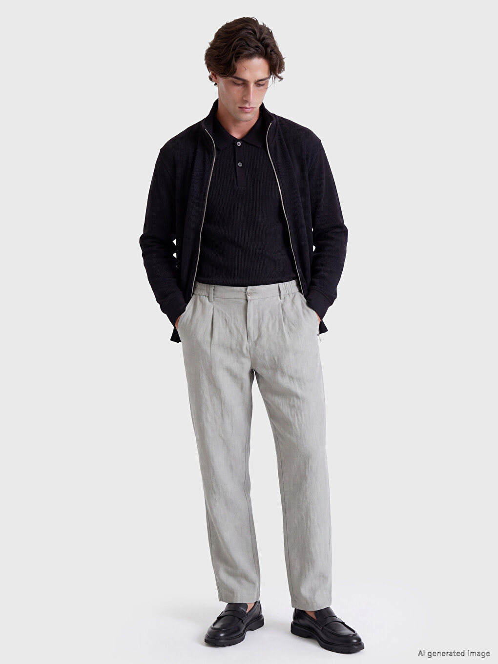 Mock Neck Men's Zip-up Sweatshirt-1