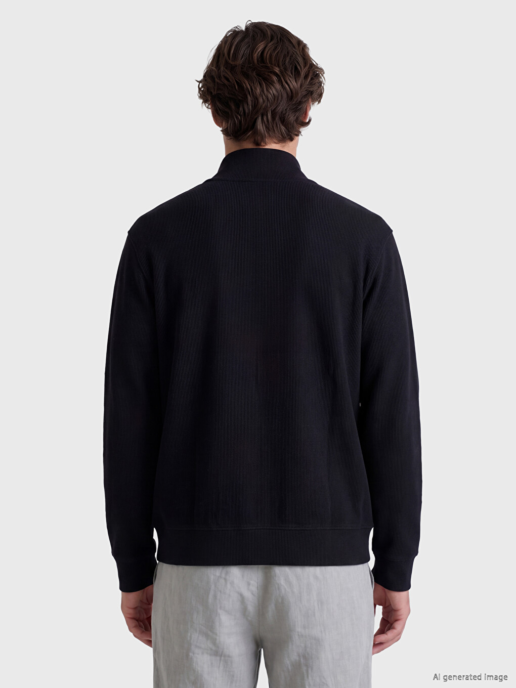 Mock Neck Men's Zip-up Sweatshirt-3