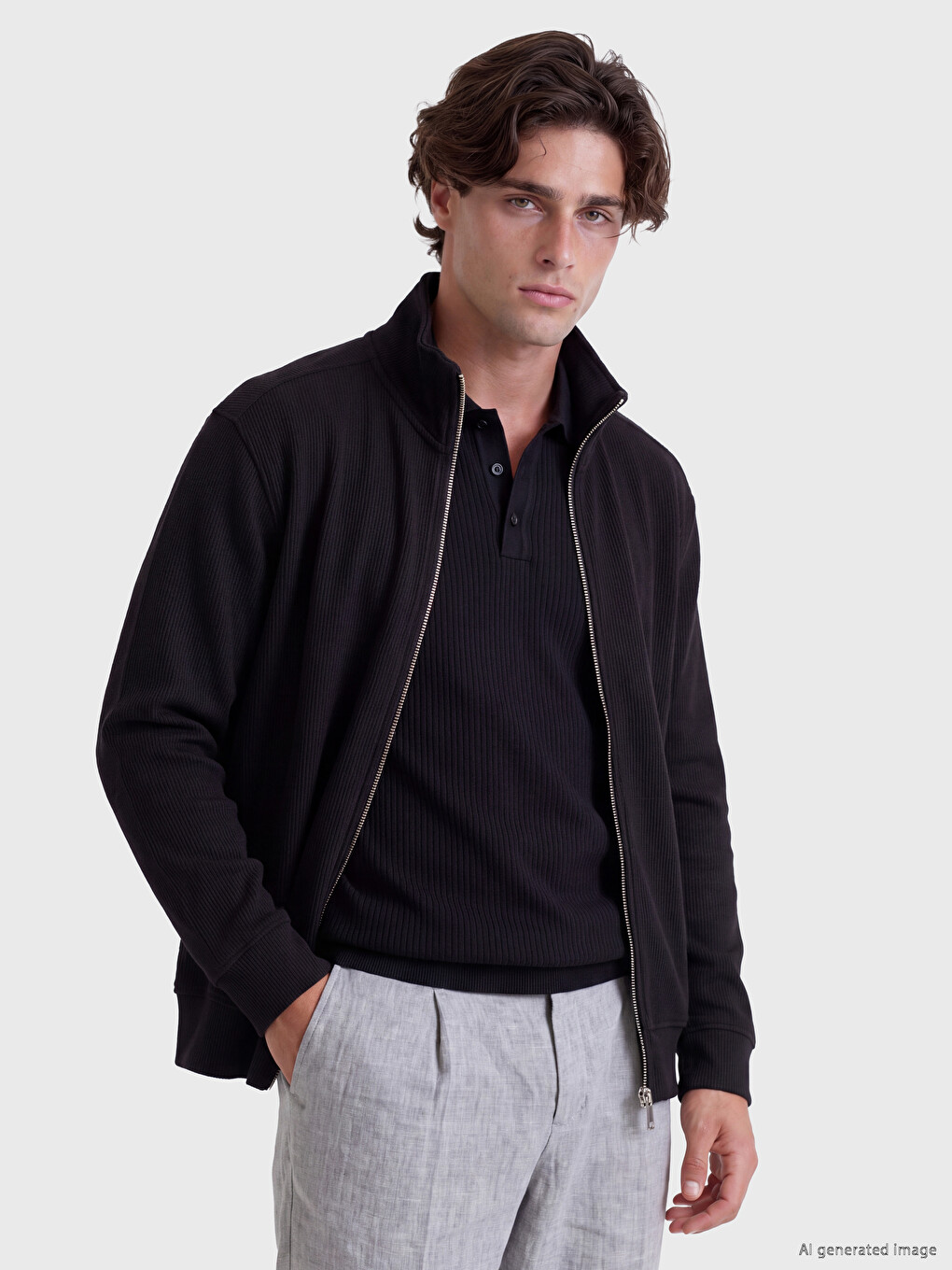 Mock Neck Men's Zip-up Sweatshirt