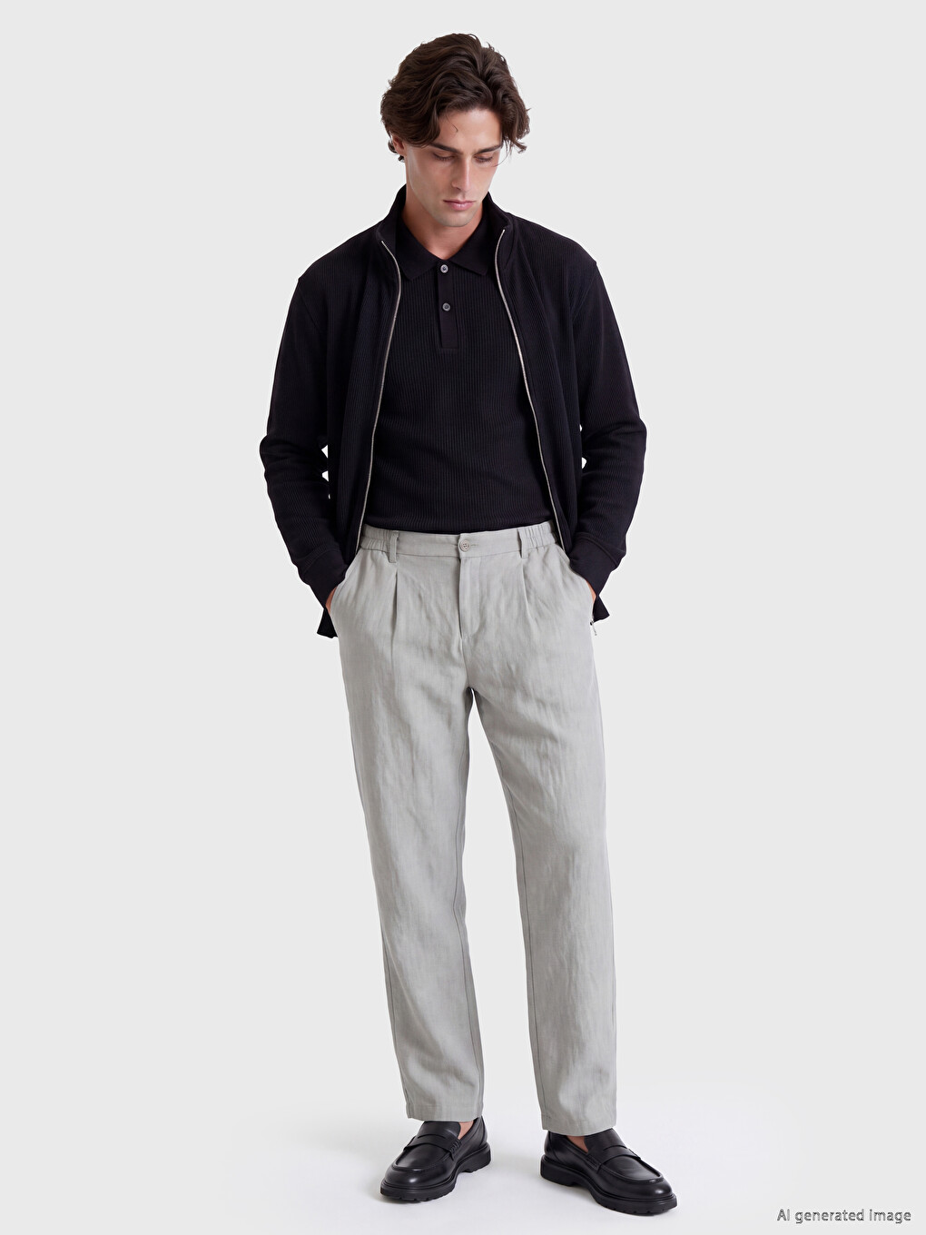 Mock Neck Men's Zip-up Sweatshirt-1