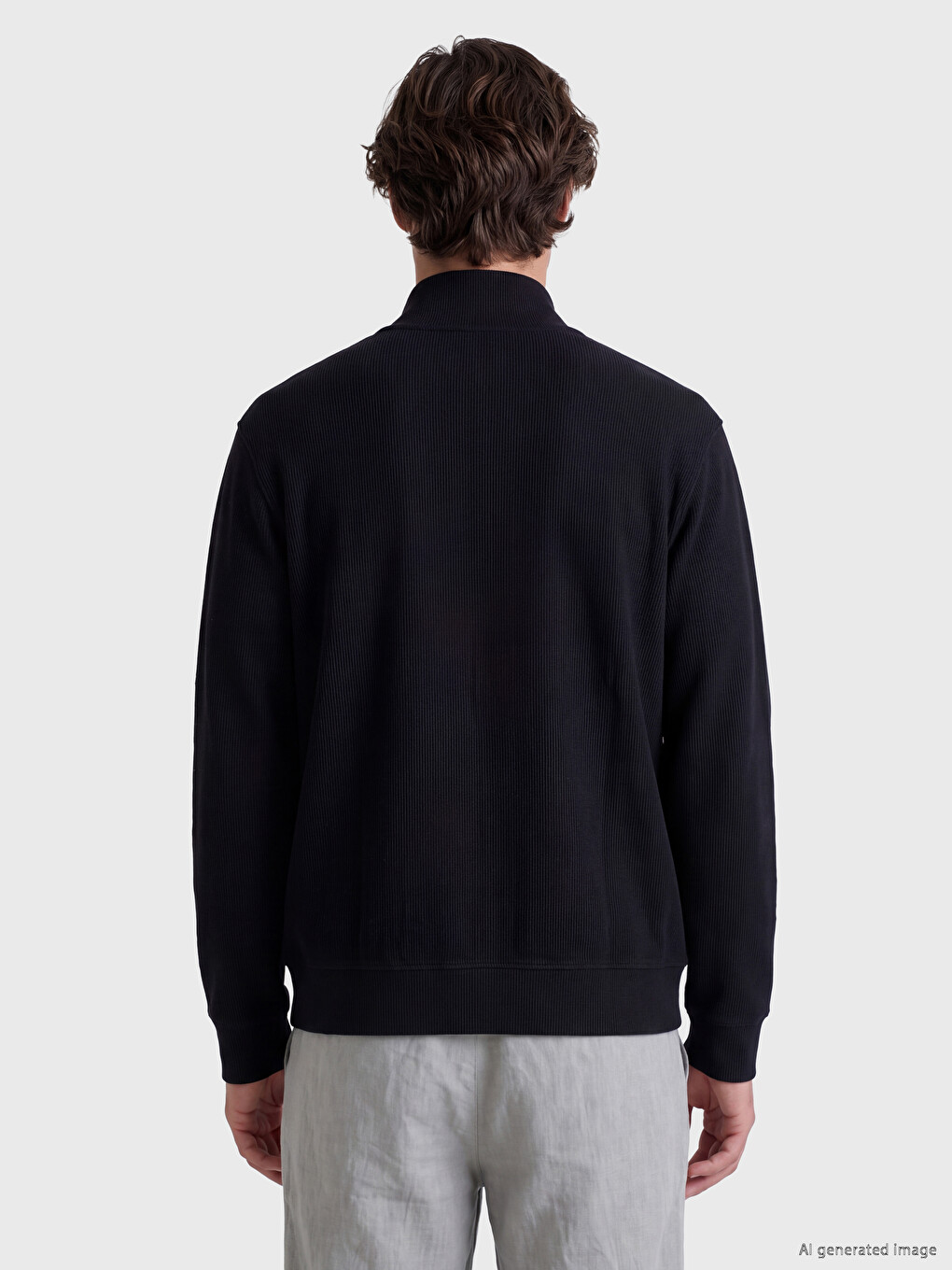 Mock Neck Men's Zip-up Sweatshirt-3