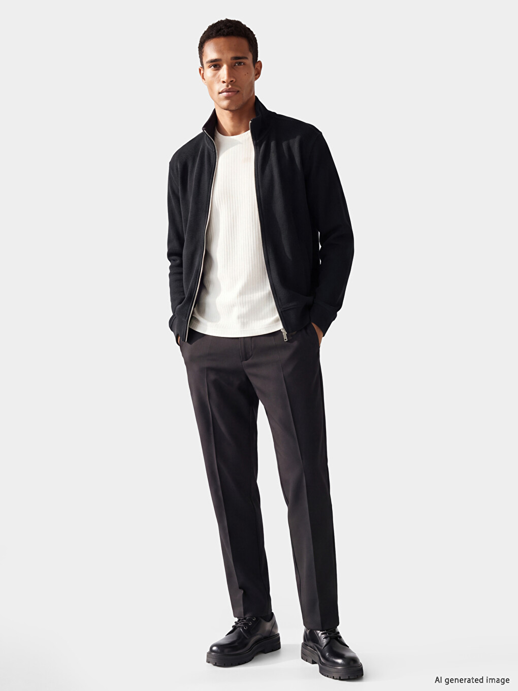 Mock Neck Men's Zip-up Sweatshirt-1