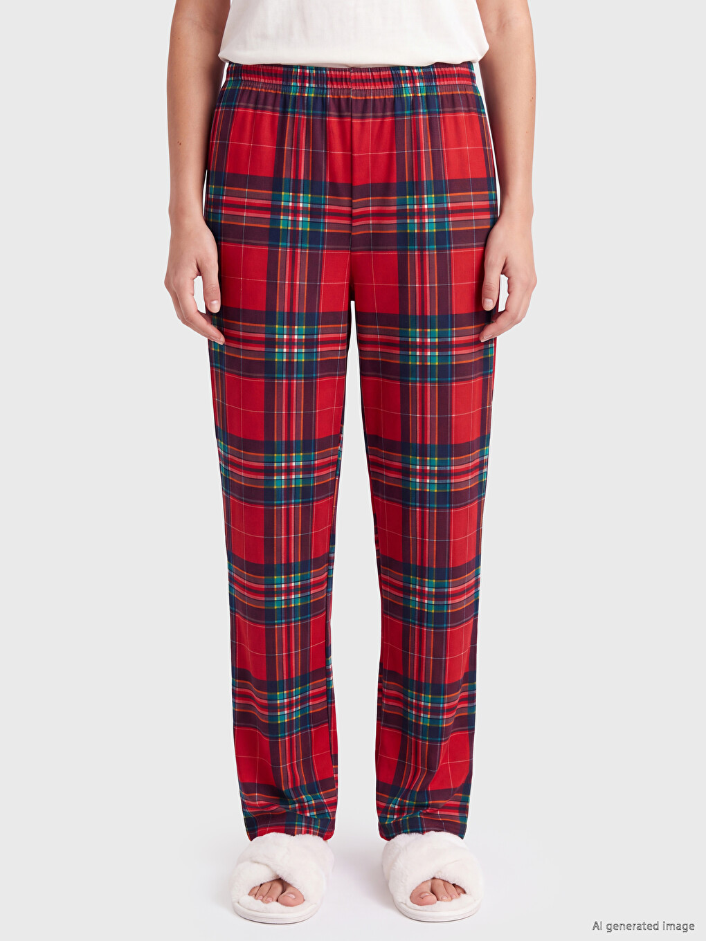 Plaid Patterned Women's Polar Pyjamas Bottom-1