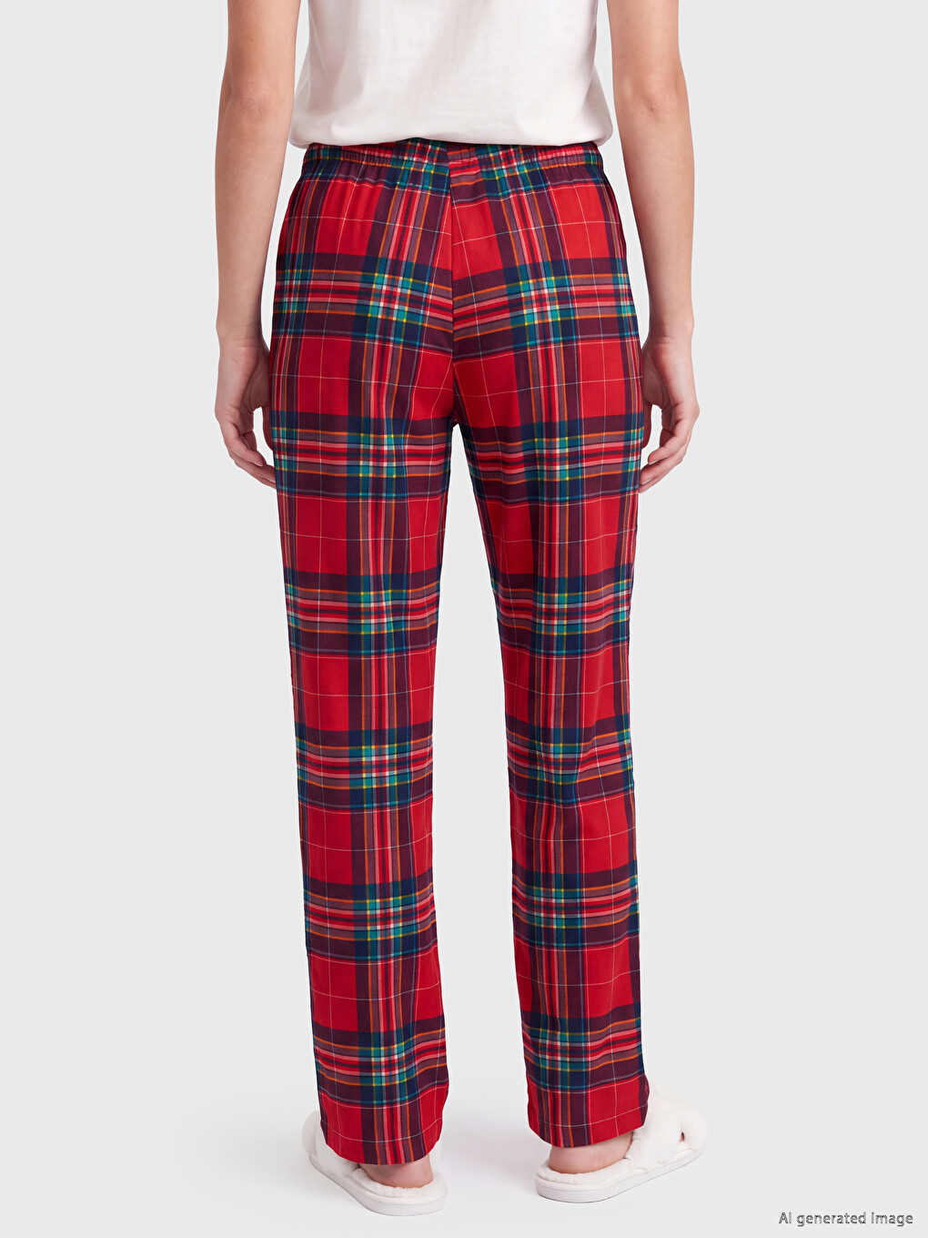 Plaid Patterned Women's Polar Pyjamas Bottom-3