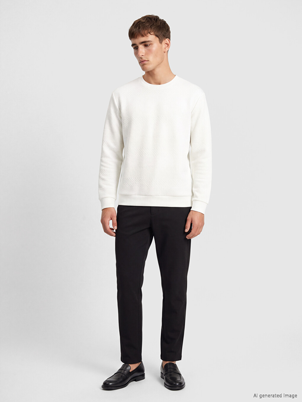 Crew Neck Jacquard Men's Sweatshirt-1