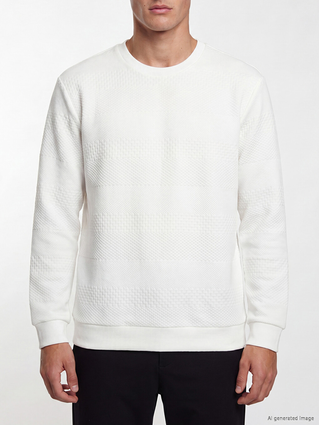 Crew Neck Jacquard Men's Sweatshirt-2