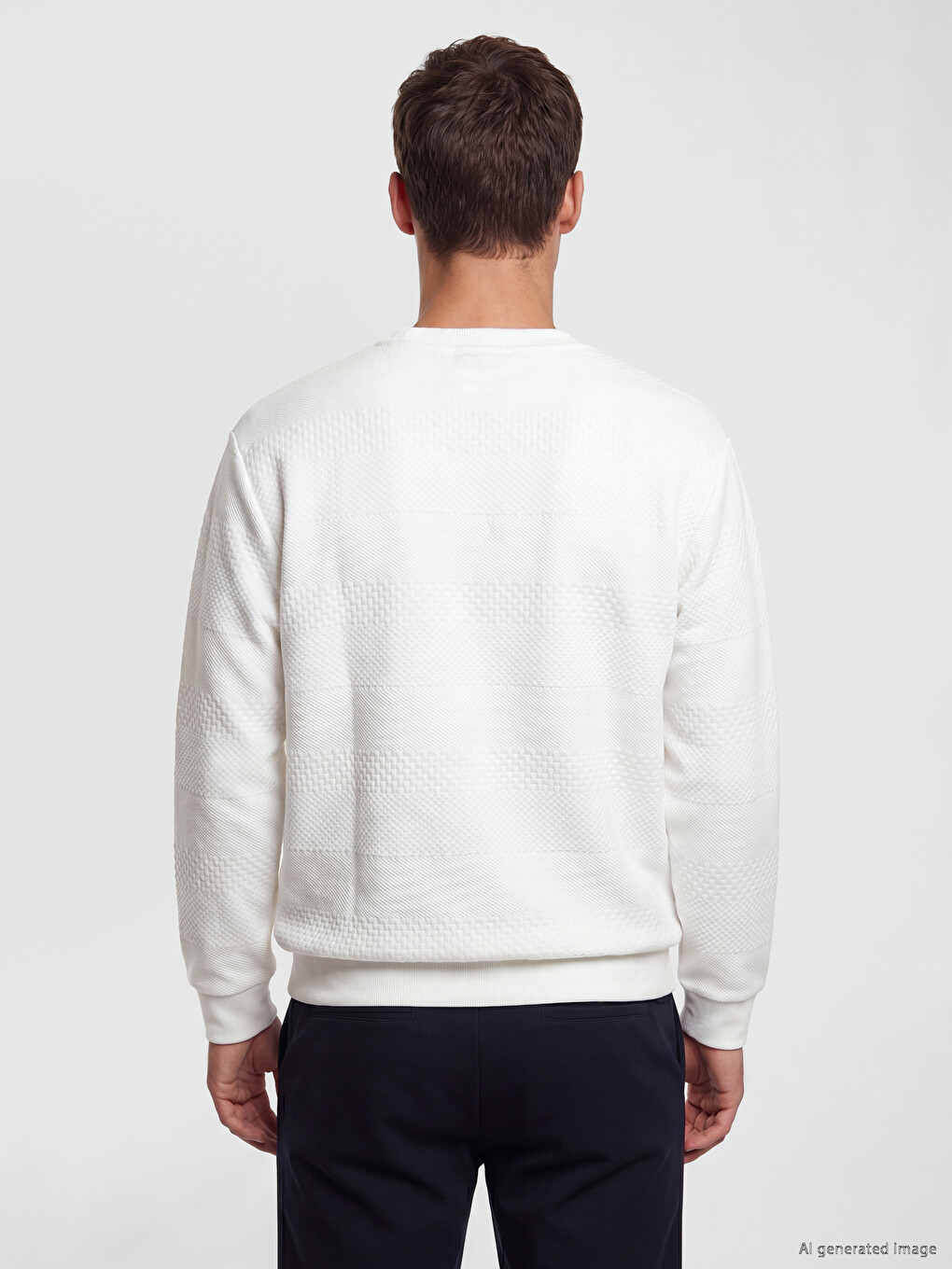 Crew Neck Jacquard Men's Sweatshirt-3