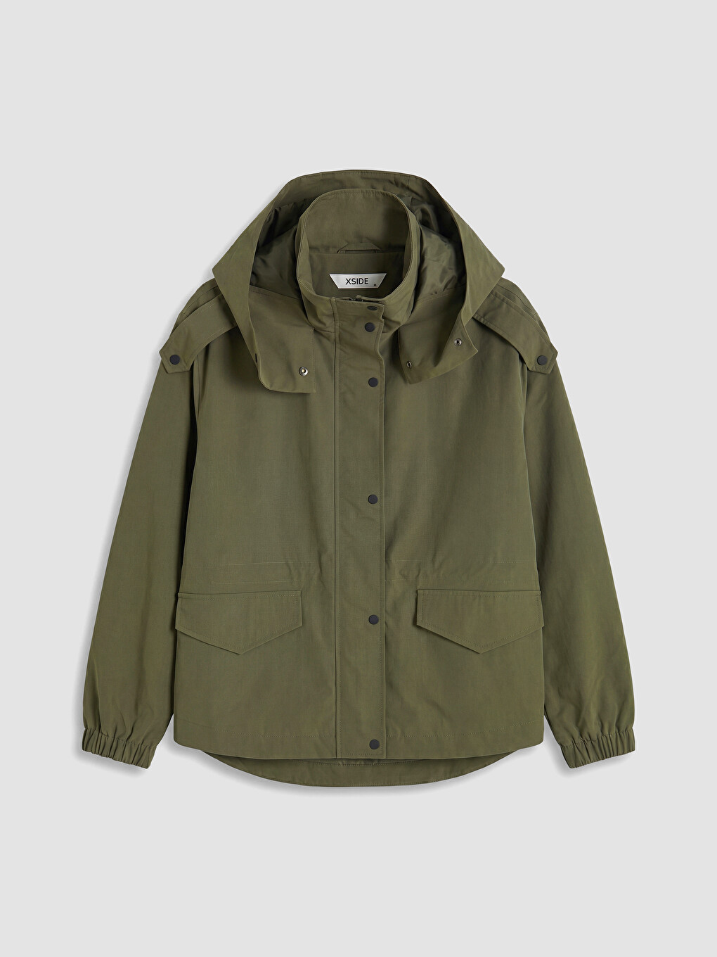 Haki Kapüşonlu Oversize Kadın Ceket-5