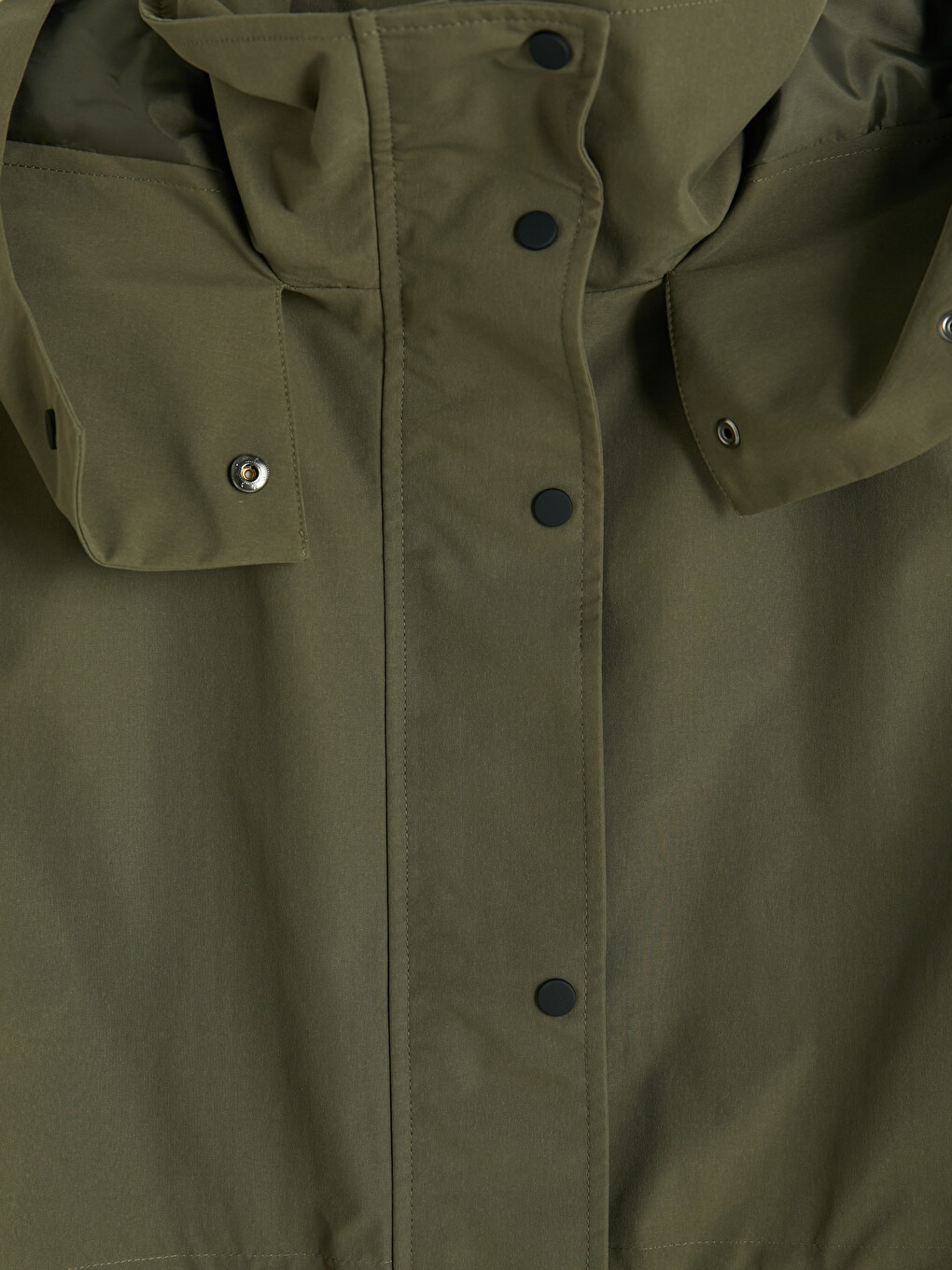 Haki Kapüşonlu Oversize Kadın Ceket-6