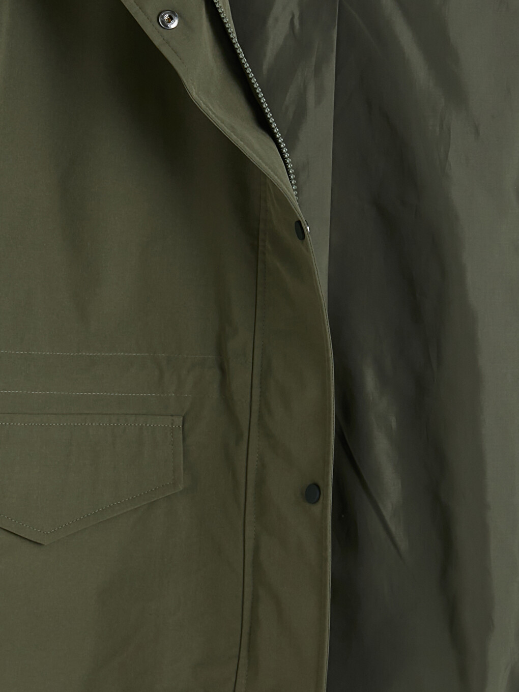 Haki Kapüşonlu Oversize Kadın Ceket-7