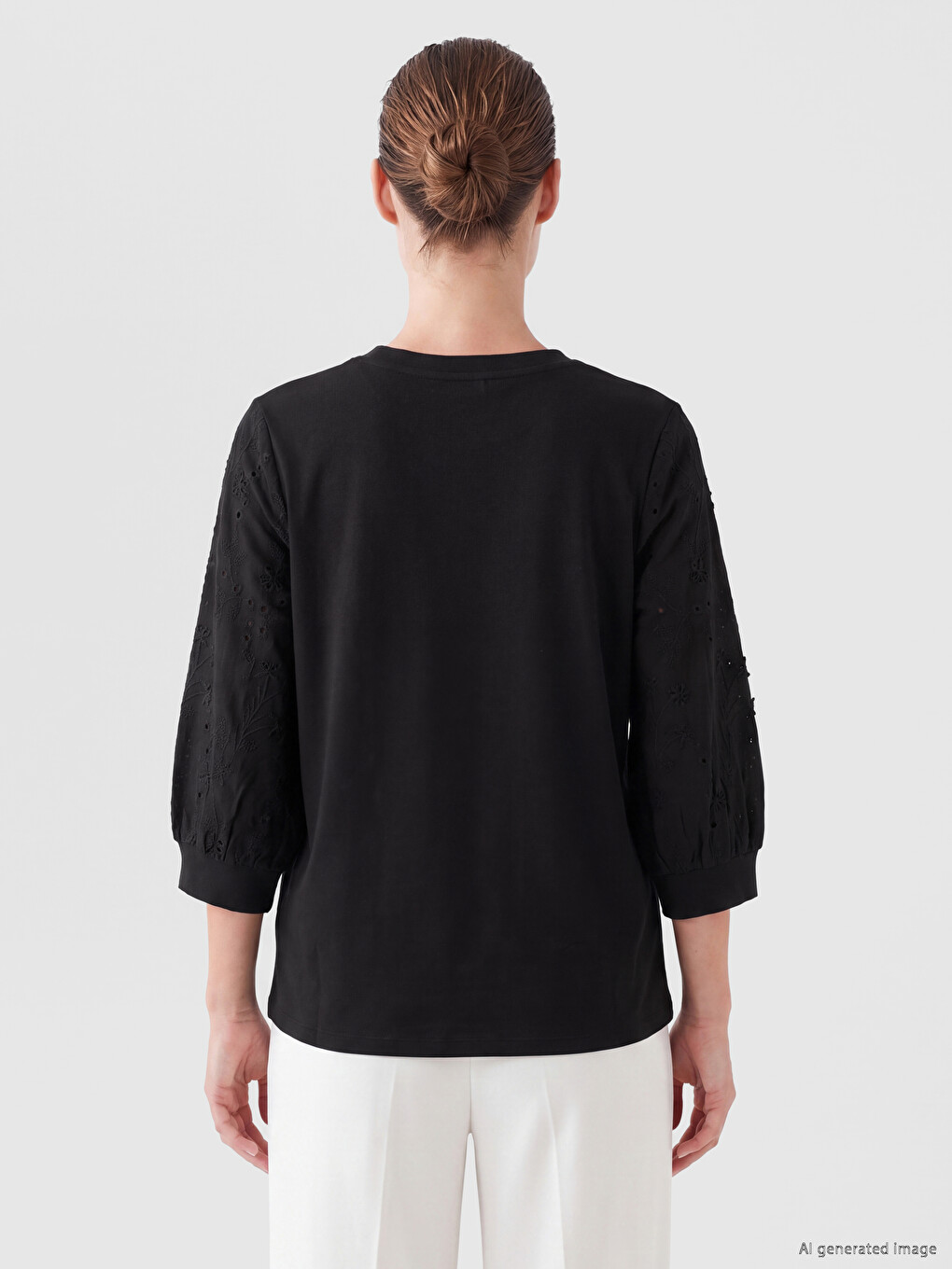 Embroidered Crew Neck Blouse-3