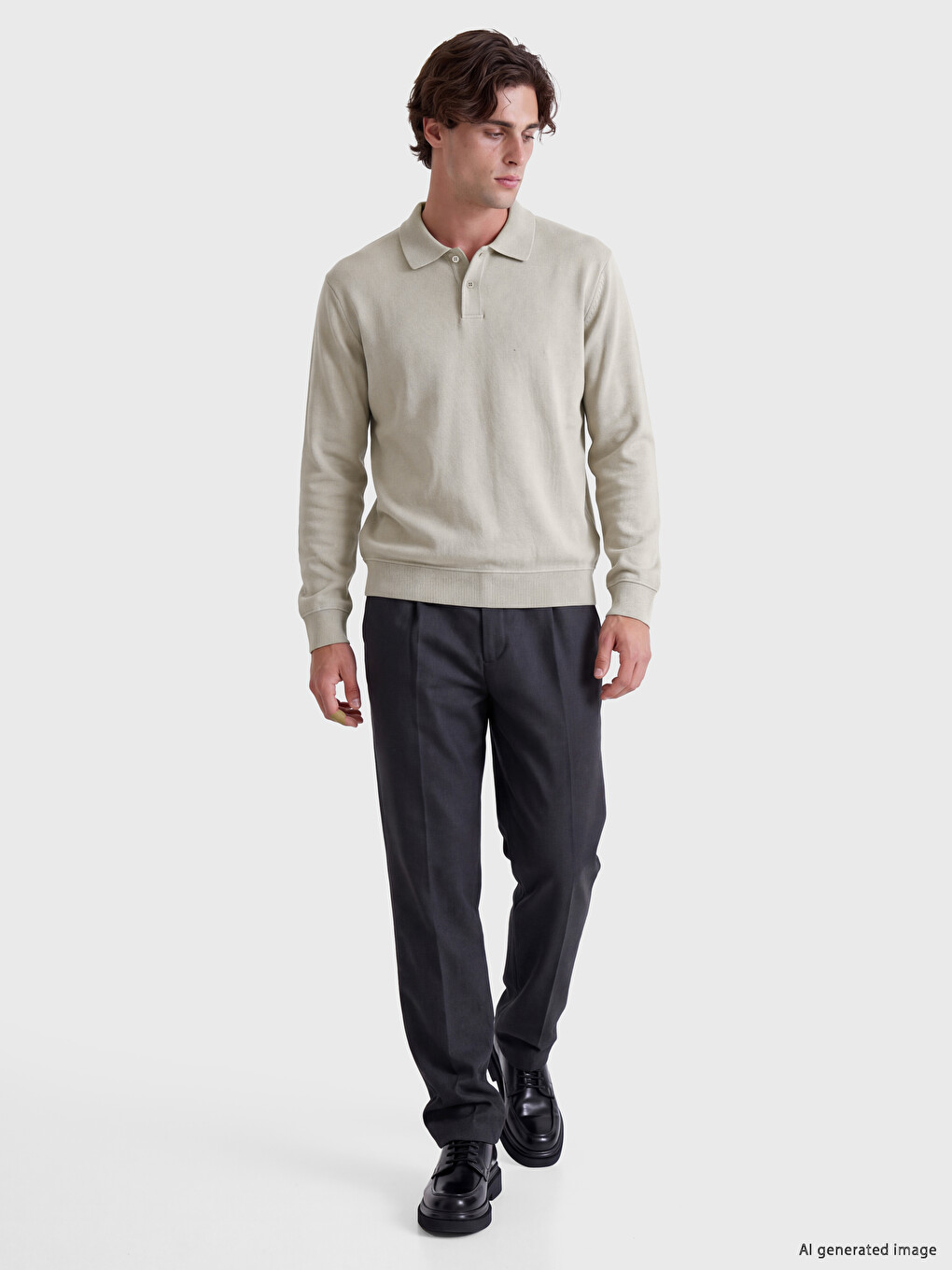 Polo Collar Men's Sweatshirt-1