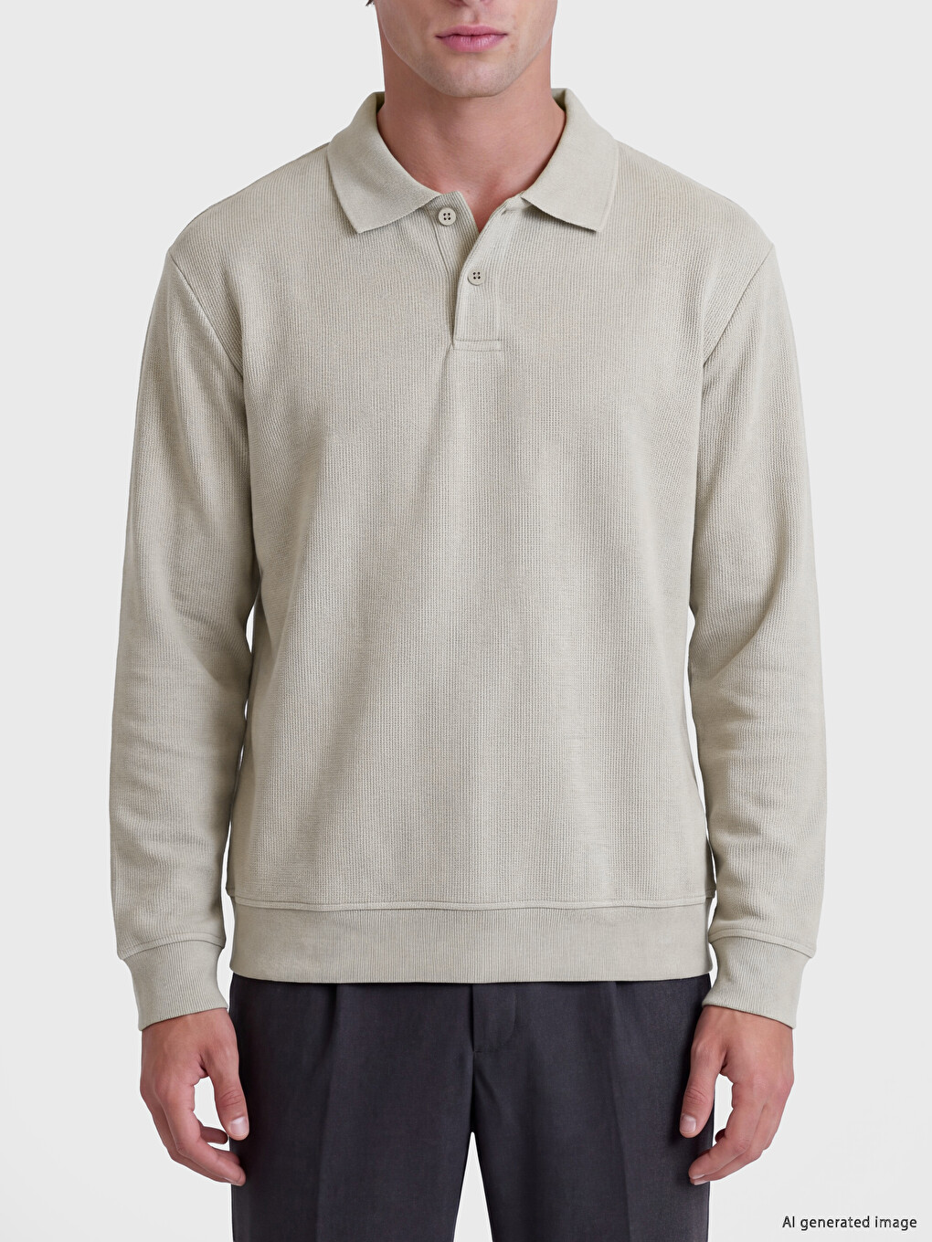 Polo Collar Men's Sweatshirt-2