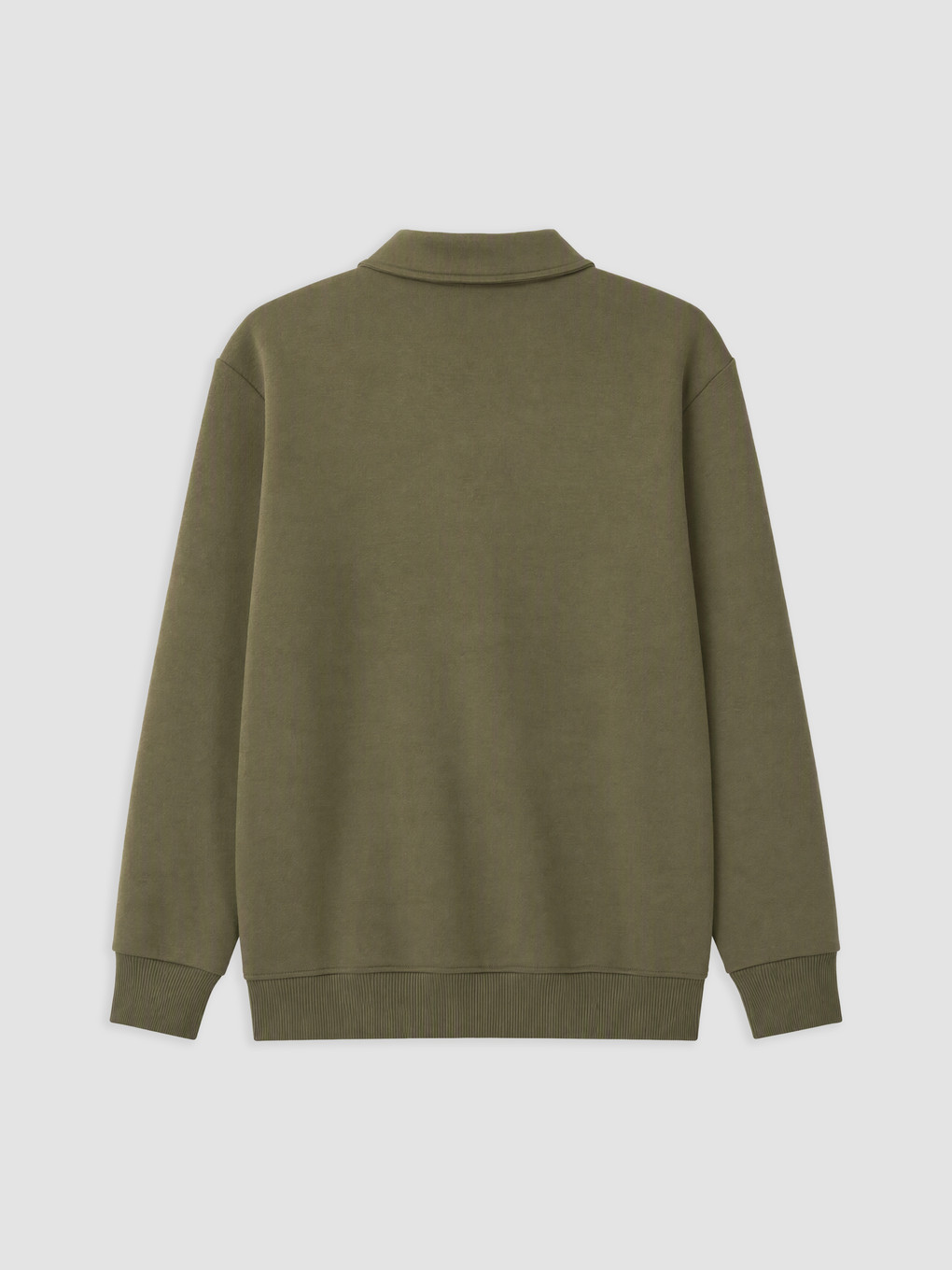 Haki Polo Yaka Erkek Kalın Sweatshirt-1