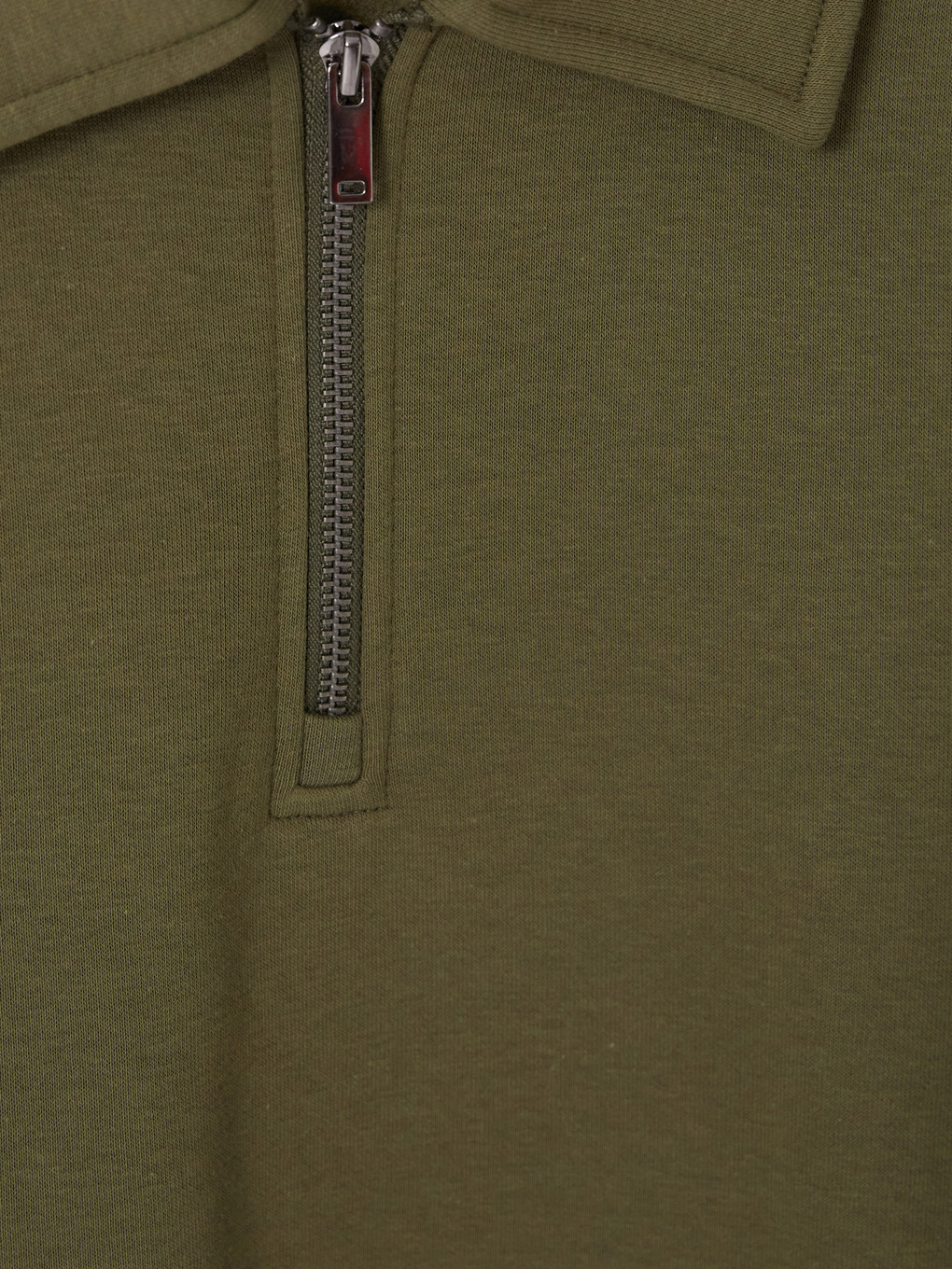 Haki Polo Yaka Erkek Kalın Sweatshirt-2