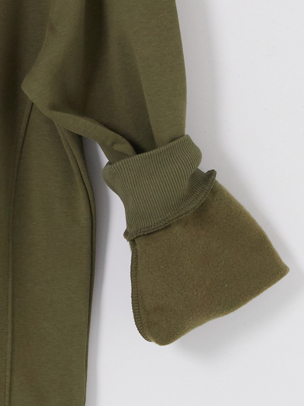 Haki Polo Yaka Erkek Kalın Sweatshirt-3