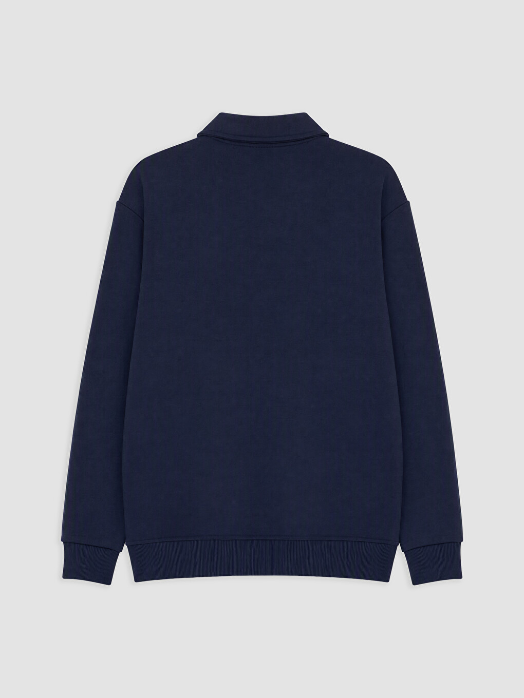 Lacivert Polo Yaka Erkek Kalın Sweatshirt-1